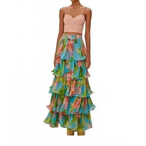 NEW FARM RIO lily bloom maxi skirt in blue